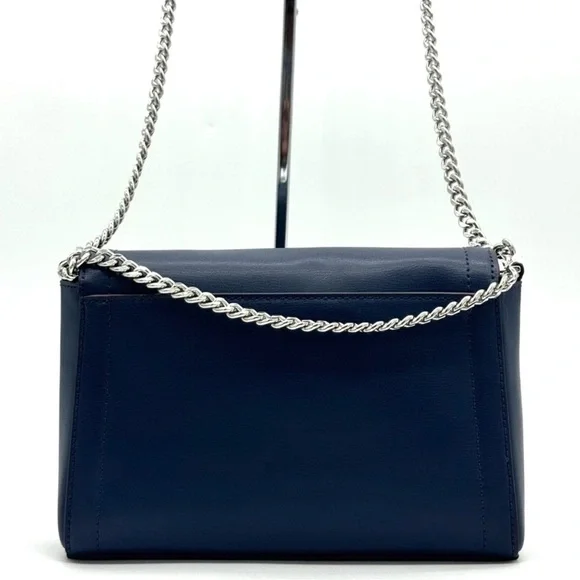 Michael Kors Kinsley leather Medium Shoulder Flap Crossbody Bag Navy Blue - Picture 5 of 9